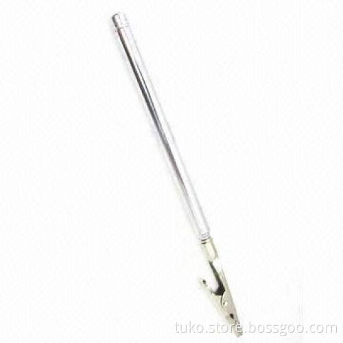 Telescopic antenna with alligator clip